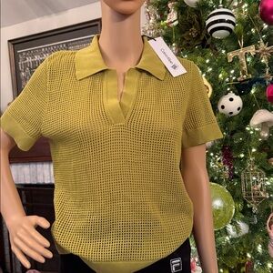 Calvin Klein Mustard Mesh Polo